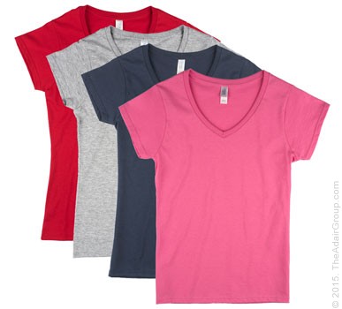 Assorted Colors Ladies Fitted V-Neck