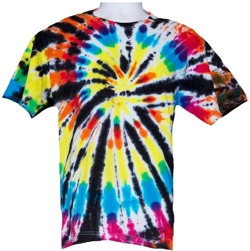 Adult Tie Dye T-Shirt (Black Rainbow)