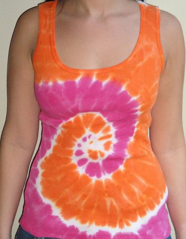 Womens Tie Dye Tank Top (Orange/Pink)