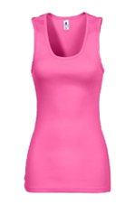 Ladies Junior 2x1 Rib Tank Top - Hot Pink