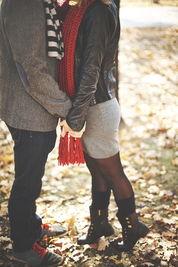 Young couple kissing in autumn park