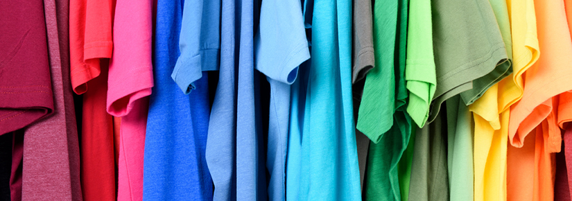 Colorful t shirts hanging