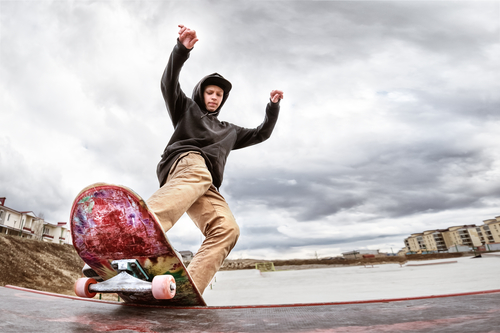 Skater in sweatshirt