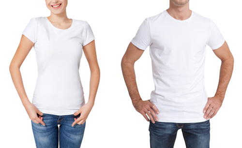male female white t-shirts
