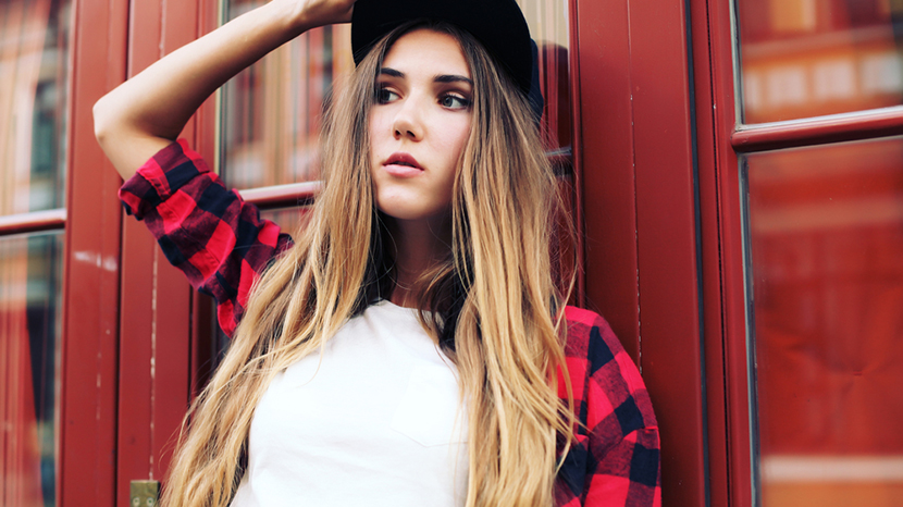 girl flannel white t shirt