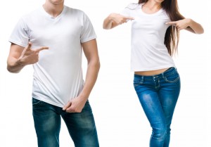 pair matching white t shirts