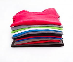 pile folded t shirts