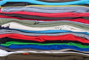 pile of colorful t shirts