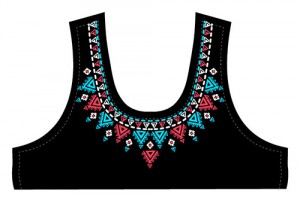 embroidered t shirt neckline