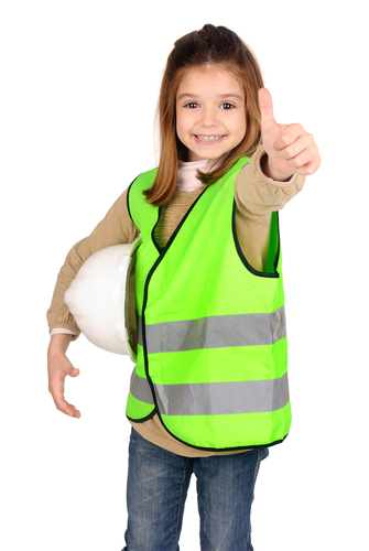 little girl with reflective vest