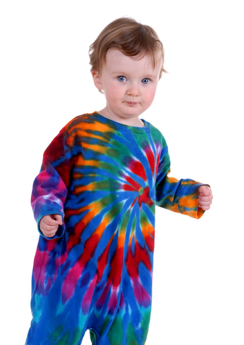 toddler wearing tie-dye t shirt