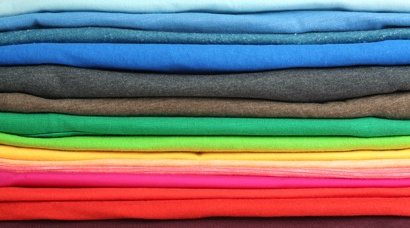 stack of colorful t-shirts