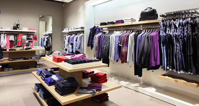 clothing store racks and shelves