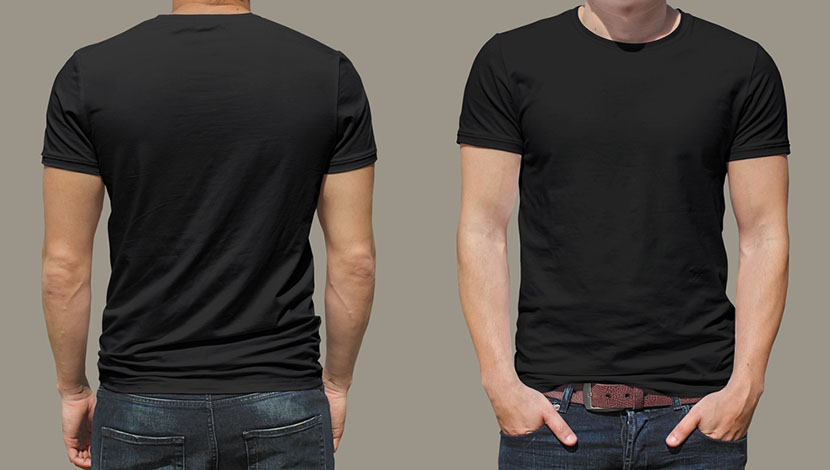 front and back black cotton shirt