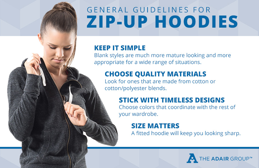 General Guidelines for  Zip-Up Hoodies