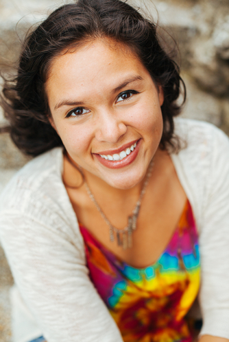 portrait of woman wearing tie dye