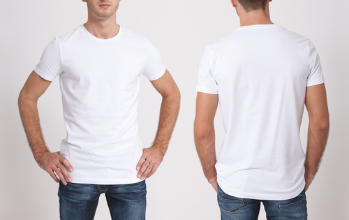front and back view of white shirt