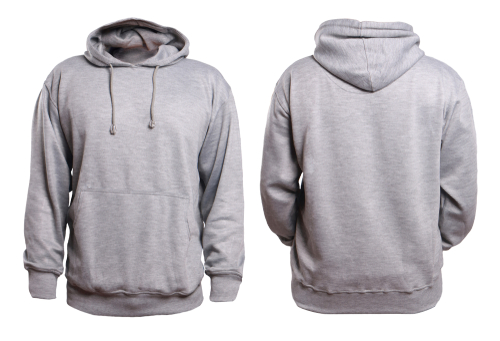 front and back of blank gray hoodie