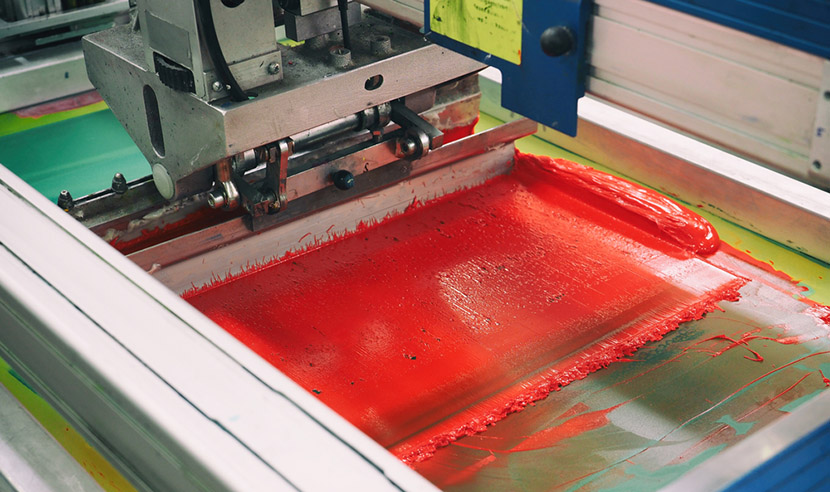 Red section of the screen printing machine