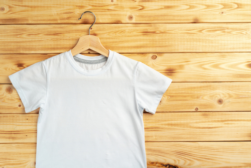 white t shirt on hanger