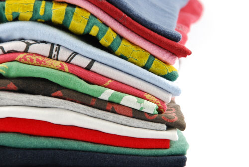 stack folded t shirts