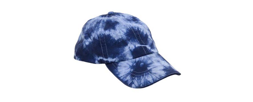 A blue tie dye baseball hat for everyday wear when you want to blend in with the crowd - path included