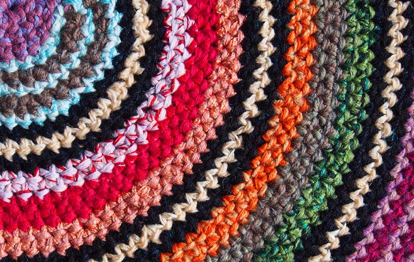 colorful rug hand made from shirts