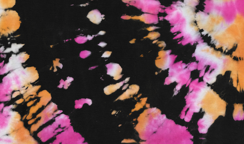 Tie Dye Black 2 Tone Clouds Close Up Shot fabric texture background Pink Yellow