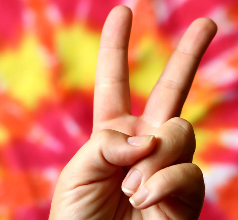 Peace Sign against Tie Dye background