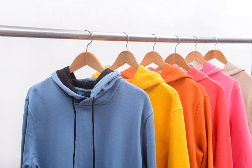 colorful different hoodie sweatshirt Isolated on white background