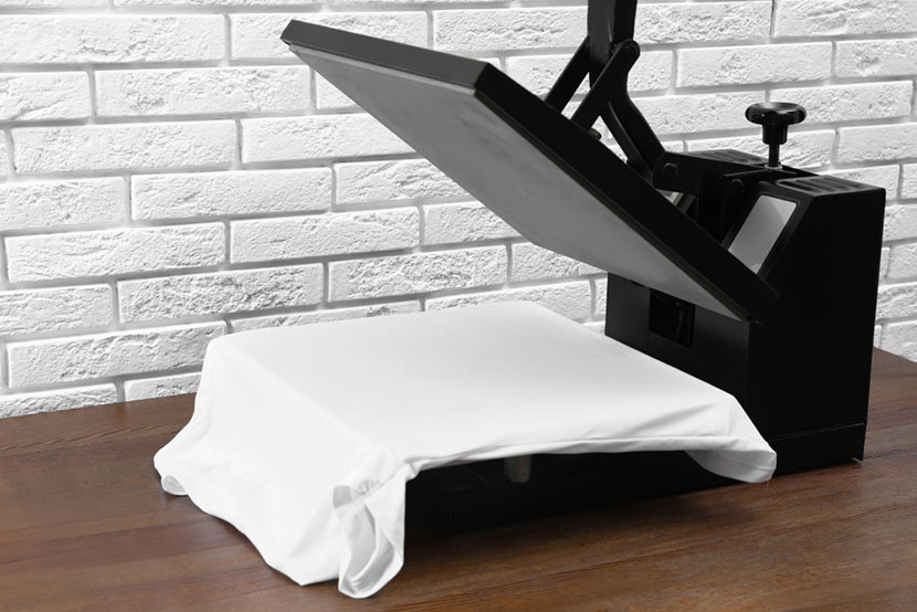 Heat press machine with t-shirt