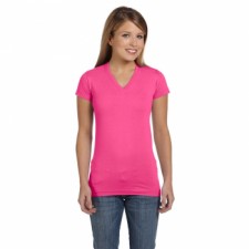 Hot Pink Fitted V-Neck| Ladies T-Shirt