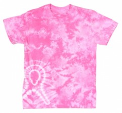 Adults Pink Ribbon Tie Dye T-Shirt