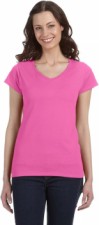 Raspberry Pink|Ladies Fitted V-Neck