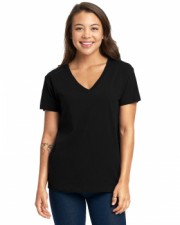 Black Ladies Relaxed V-Neck