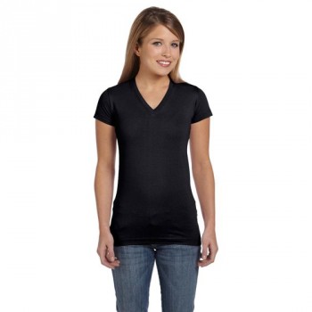 Black Fitted V-Neck| Ladies T-Shirt